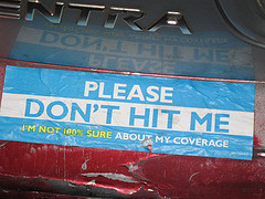 Don't hit me tag on car's bumper