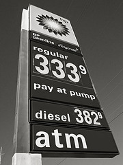 Gasoline prices in ad lamppost