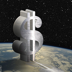 Dollar sign over the earth